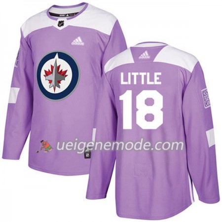 Herren Eishockey Winnipeg Jets Trikot Bryan Little 18 Adidas 2017-2018 Lila Fights Cancer Practice Authentic
